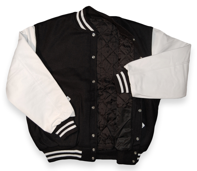 Black Wool / White Leather Varsity Letterman Jacket - $139.99 : Michael